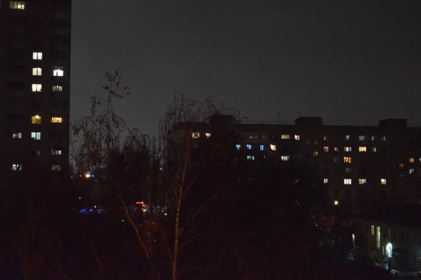 Night Shooting City Residential Buildings — Stock Photo, Image