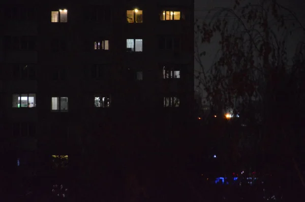 Night Shooting City Residential Buildings — Stock Photo, Image