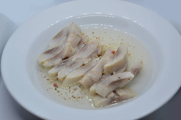 Dish Salted Herring Plate Brine — Stock Photo, Image