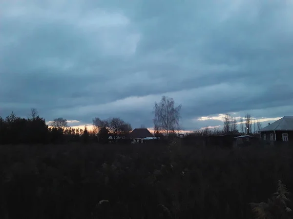 Paisaje Nocturno Atardecer Campo — Foto de Stock