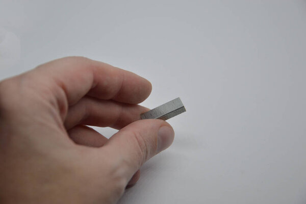 Small office supplies on white the background