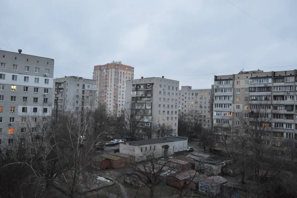 Kiev Ucrania Enero 2021 Zona Noche Para Dormir Invierno Ciudad — Foto de Stock