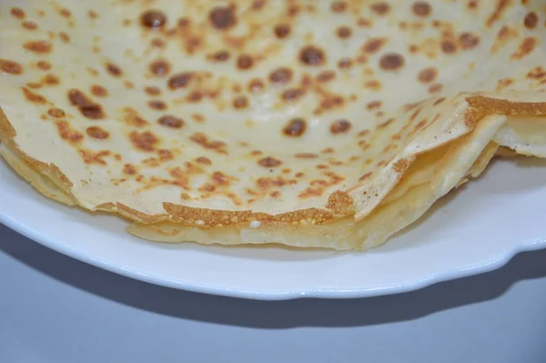 Pannkakor Stekta Kastrull Med Smöret — Stockfoto