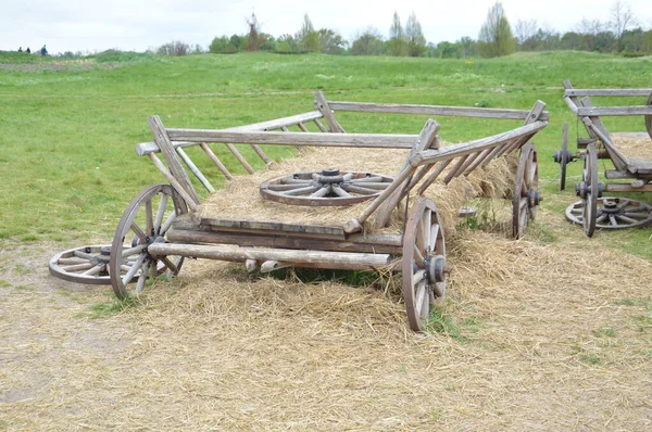 Vieux Chariot Bois Pour Transport Marchandises Dans Agriculture — Photo