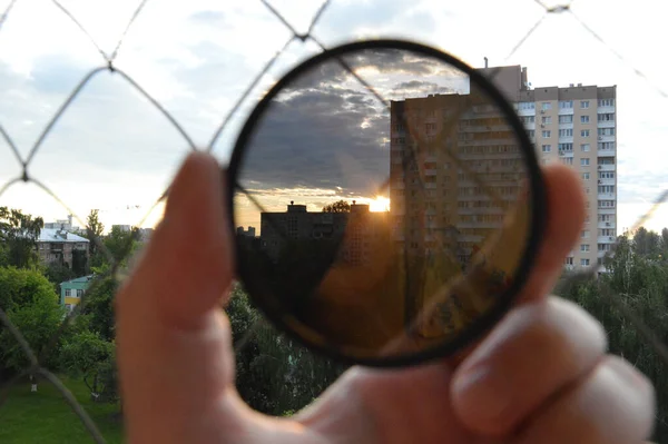 Sonnenaufgang Durch Einen Polarisierenden Filter — Stockfoto