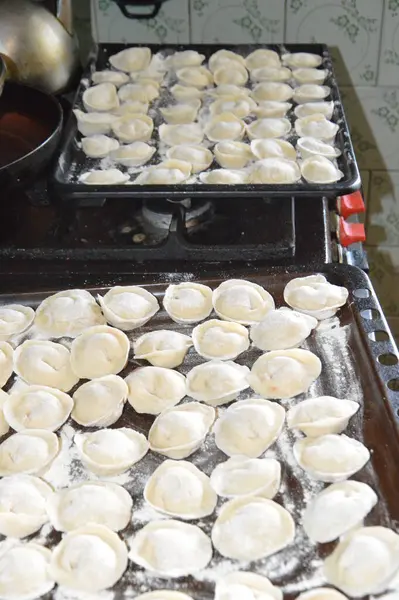 Dumplings Hand Molded Ready Cook — Stock Photo, Image