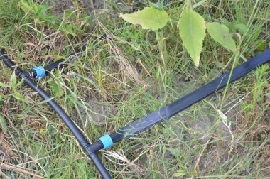 Bir köydeki bahçe ve sebze bahçesi için sulama sistemi.