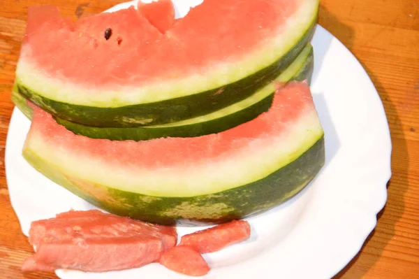 Fresh Ripe Watermelon Cut Pieces — Stock Photo, Image