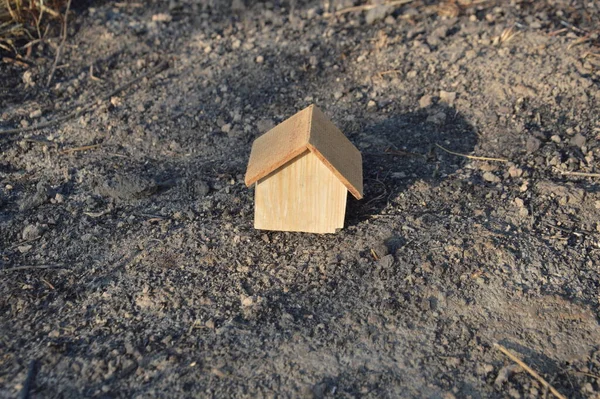 Modelo Uma Casa Madeira Como Uma Propriedade Família — Fotografia de Stock