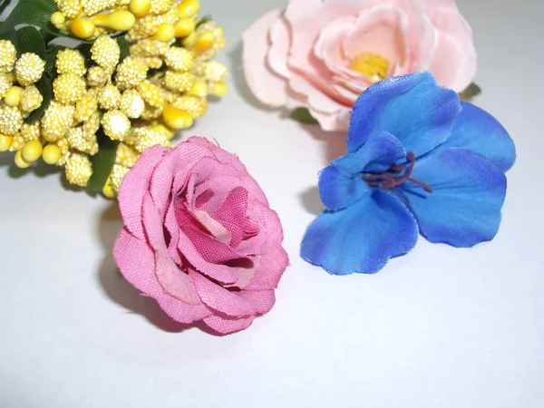 Martwa Natura Kolorowych Kwiatów Jasnym Tle — Zdjęcie stockowe