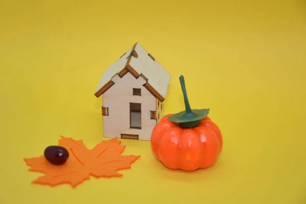 Rijpe Pompoen Voor Halloween Achtergrond Van Een Vakantie Mystieke Items — Stockfoto