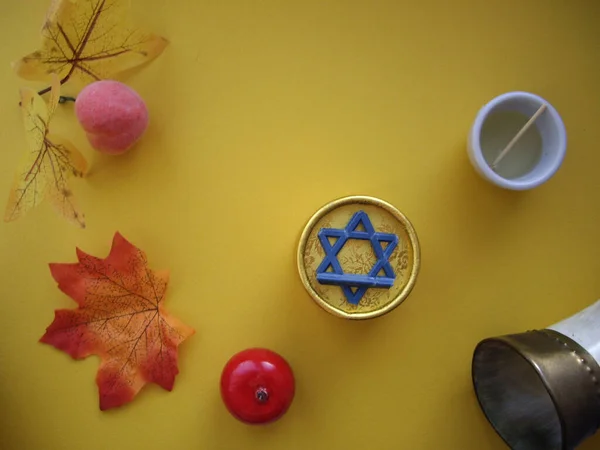 Herfst Traktaties Voor Joods Nieuwjaar Rosh Hashanah Van Symbolen Vakantie — Stockfoto