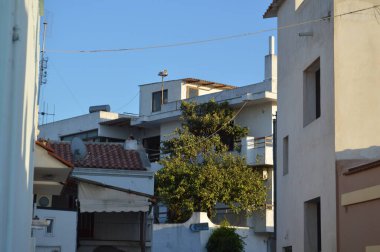 Yunanistan 'daki Rodos adasındaki Theologos köyünün geleneksel mimarisi