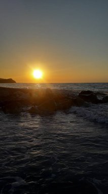 Yunanistan 'da Rodos' ta Agean Denizi kıyısında gün batımı