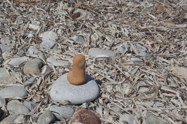 Stenen Kiezelstenen Van Egeïsche Zee Het Eiland Rhodos Griekenland — Stockfoto