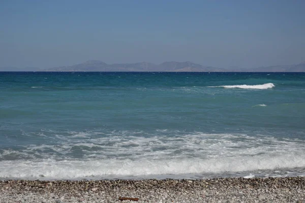 Панорама Пляжу Егейського Моря Селі Фелогос Острові Родос Греція — стокове фото