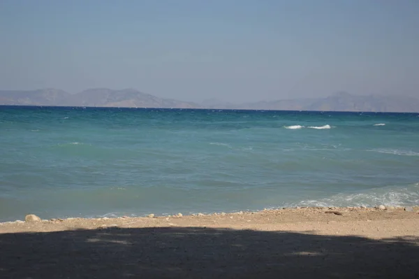 Blick Auf Den Strand Der Ägäis Dorf Theologos Auf Der — Stockfoto