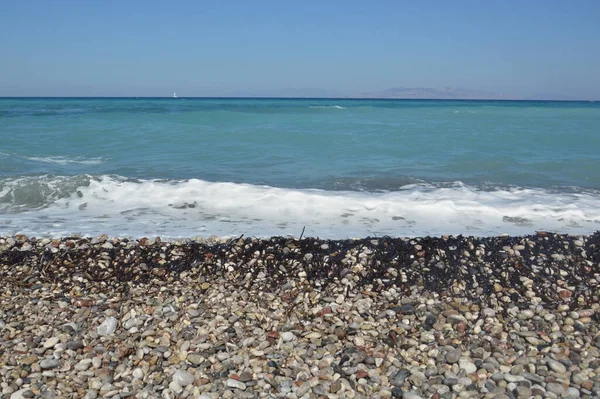 Панорама Пляжу Егейського Моря Селі Фелогос Острові Родос Греція — стокове фото