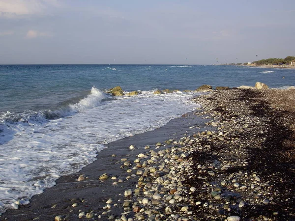 Přílivová Vrstva Egejském Moři Ostrově Rhodos Řecku — Stock fotografie