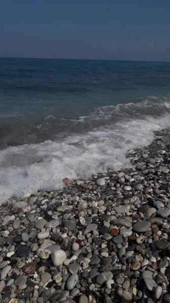 Приливная Волна Эгейском Море Острове Родос Греции — стоковое фото