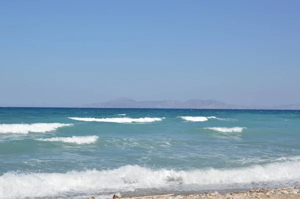 Přílivová Vrstva Egejském Moři Ostrově Rhodos Řecku — Stock fotografie