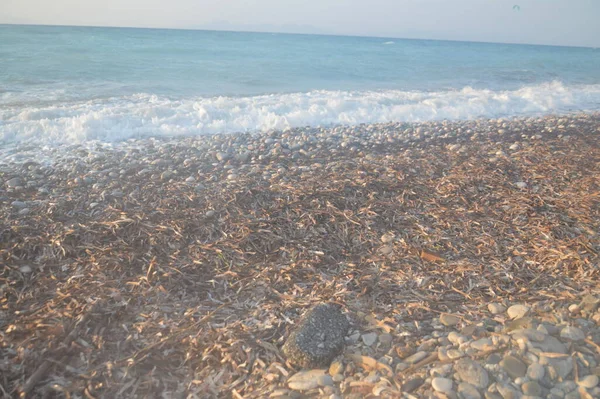 Приливная Волна Эгейском Море Острове Родос Греции — стоковое фото