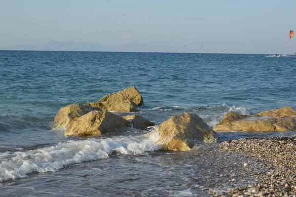 Piedras Fondo Tormenta Del Egeo Isla Rodas Grecia —  Fotos de Stock