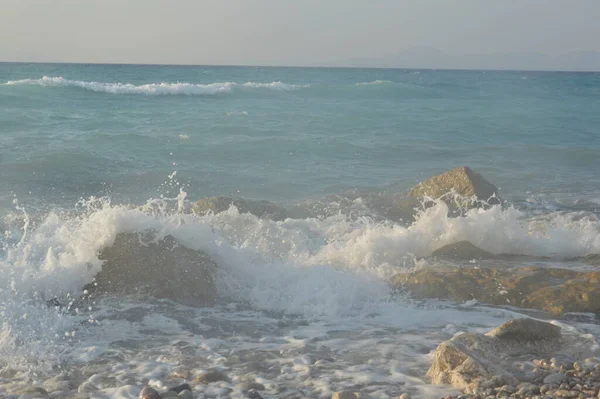 Kameny Pozadí Egejské Bouře Ostrově Rhodos Řecku — Stock fotografie