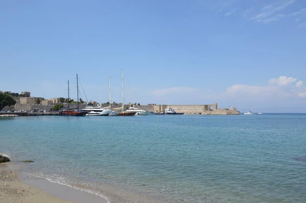 Böschung Des Hafens Von Rhodos Stadt Griechenland — Stockfoto