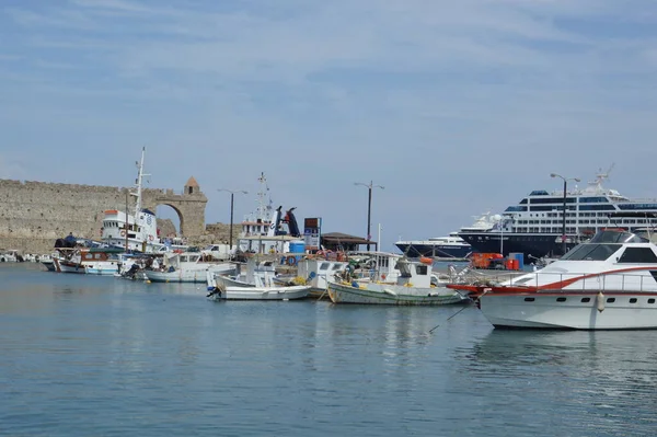 Theologos Rhodos Grekland September 2021 Rhodos Hamn — Stockfoto