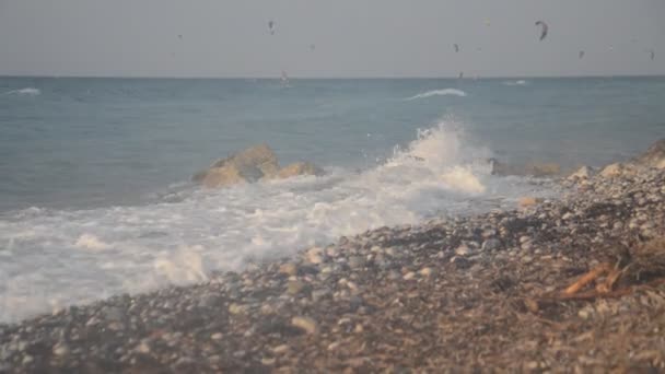 Windsurfing Wybrzeżu Morza Egejskiego — Wideo stockowe