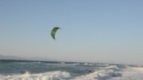 Kitesurfing Morzu Egejskim Wyspie Rodos Grecji — Wideo stockowe