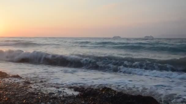 Nave Crociera Naviga Nel Mar Egeo Lungo Isola Rodi Grecia — Video Stock