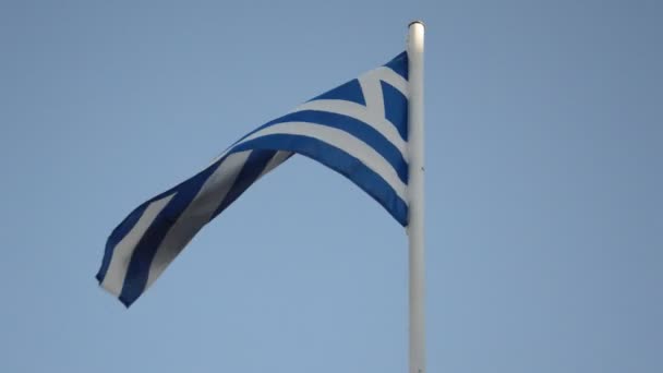 Řecká Vlajka Střeše Pevnosti Rhodos Řecku — Stock video