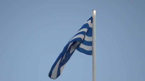 Flaga Grecji Dachu Twierdzy Rodos Grecji — Wideo stockowe