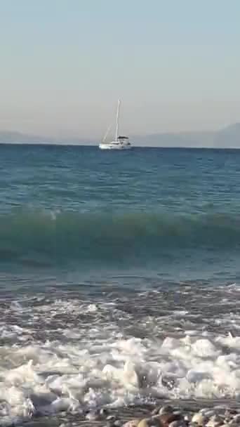 Velero Navega Mar Egeo Largo Isla Rodas Grecia — Vídeos de Stock