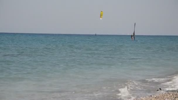 Rhodos Grecia Septiembre 2021 Windsurf Costa Del Egeo — Vídeo de stock