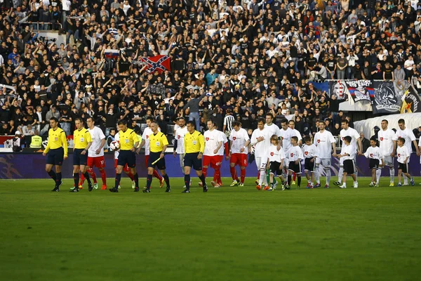 Mecz piłki nożnej między Partizana i Crvena Zvezda — Zdjęcie stockowe
