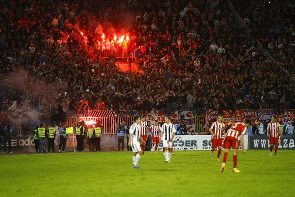 Soccer match between Partizan and Red Star — Stock Photo, Image