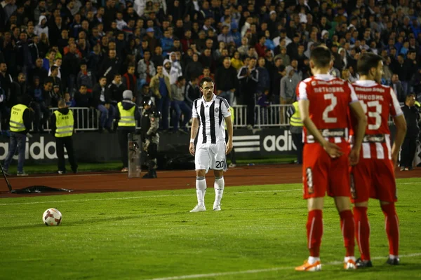 Fotbalové utkání mezi Partizan a červená hvězda — Stock fotografie