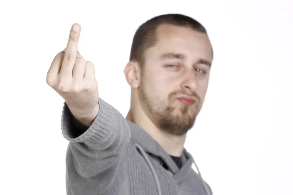 Angry Man Showing Middle Fingers — Stock Photo, Image