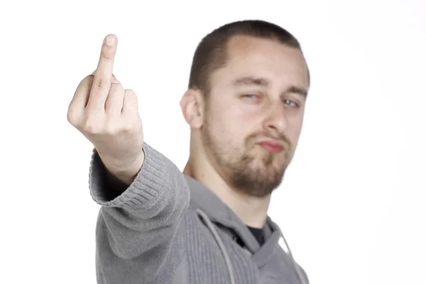 Angry Man Showing Middle Fingers Royalty Free Stock Photos
