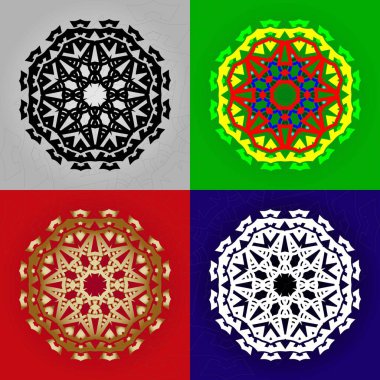 Şekil, mandala biçimindeki bir monogram gibi. Kişisel bir hediye olarak ya da müşterilerinize satmak için çarpıcı bir şekilde engellenmiş, çizilmiş, kabartılmış ya da oyulmuş projeler yaratabilirsiniz.