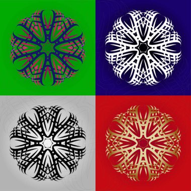 Şekil, mandala biçimindeki bir monogram gibi. Kişisel bir hediye olarak ya da müşterilerinize satmak için çarpıcı bir şekilde engellenmiş, çizilmiş, kabartılmış ya da oyulmuş projeler yaratabilirsiniz.