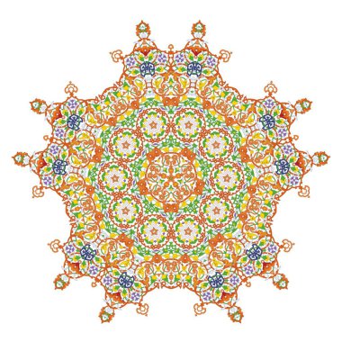 Pentagonal ornamental mandala, Five-pointed mandala Isolated design element, Vector illustration