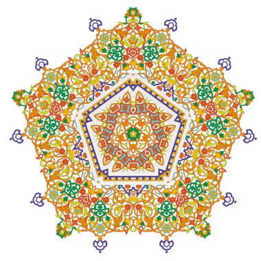 Pentagonal ornamental mandala, Five-pointed mandala Isolated design element, Vector illustration