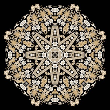 Soyut Çiçek Mandala. Tasarım için dekoratif unsur. Vektör çizimi. Arabesk ya da mandala tarzında çok renkli süs