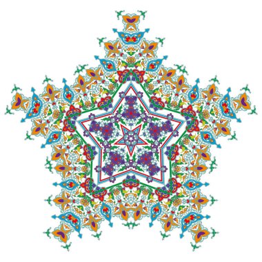 Vektör parlak desen. Altın kaplamalı doğu süsü ve turkuaz arka planda renkli detaylar. Herhangi bir yüzey için şablon. Mandalas 'ın oryantal süslemeleri ile zarif bir zemin.