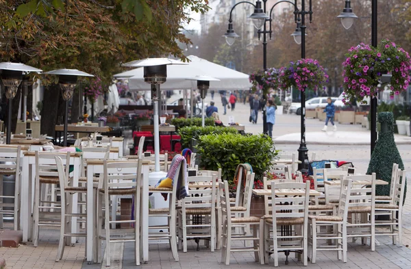 Sofia café tabeller gatan Stockbild