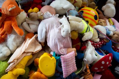 Pile Abandoned Stuffed Animals clipart